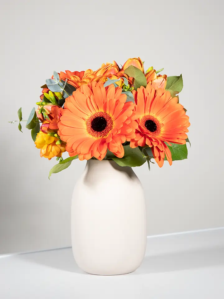 Bouquet gerbere arancio in vaso